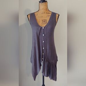 Carducci Sleeveless Button Down Tunic Top Sz S (runs large) Dark Gray